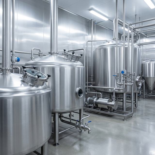 Stainless steel dairy processing tanks